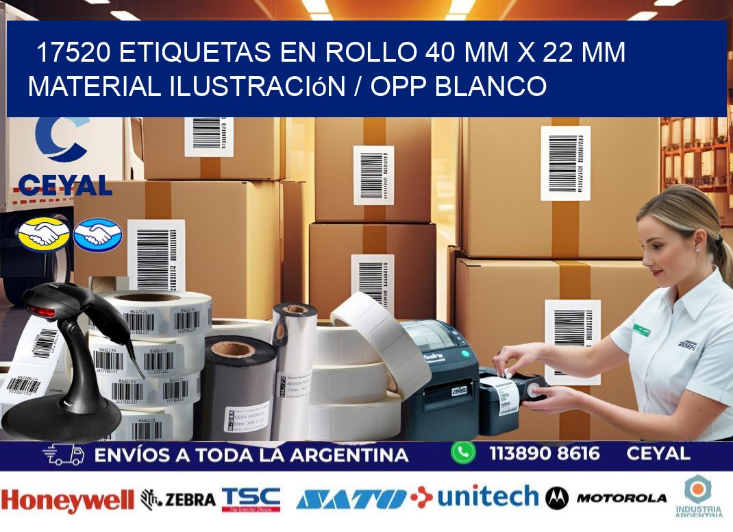 17520 Etiquetas en rollo 40 mm x 22 mm material Ilustración / OPP Blanco