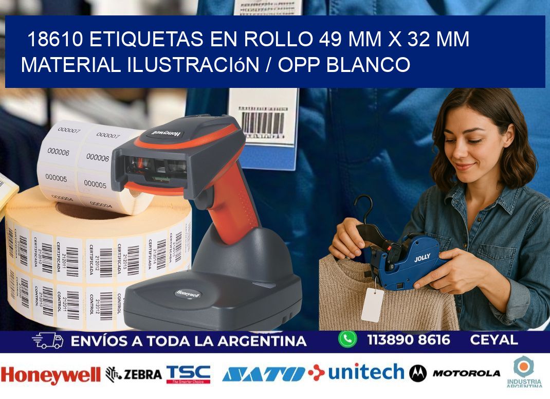 18610 Etiquetas en rollo 49 mm x 32 mm material Ilustración / OPP Blanco