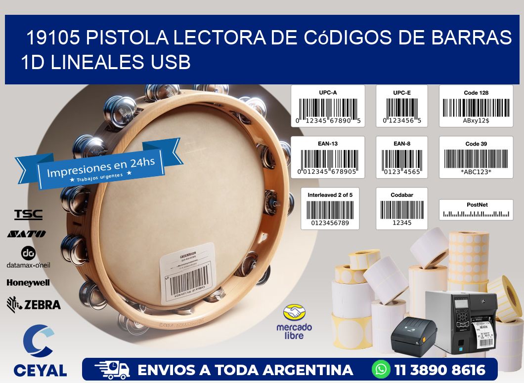 19105 Pistola Lectora De Códigos De Barras 1d Lineales Usb