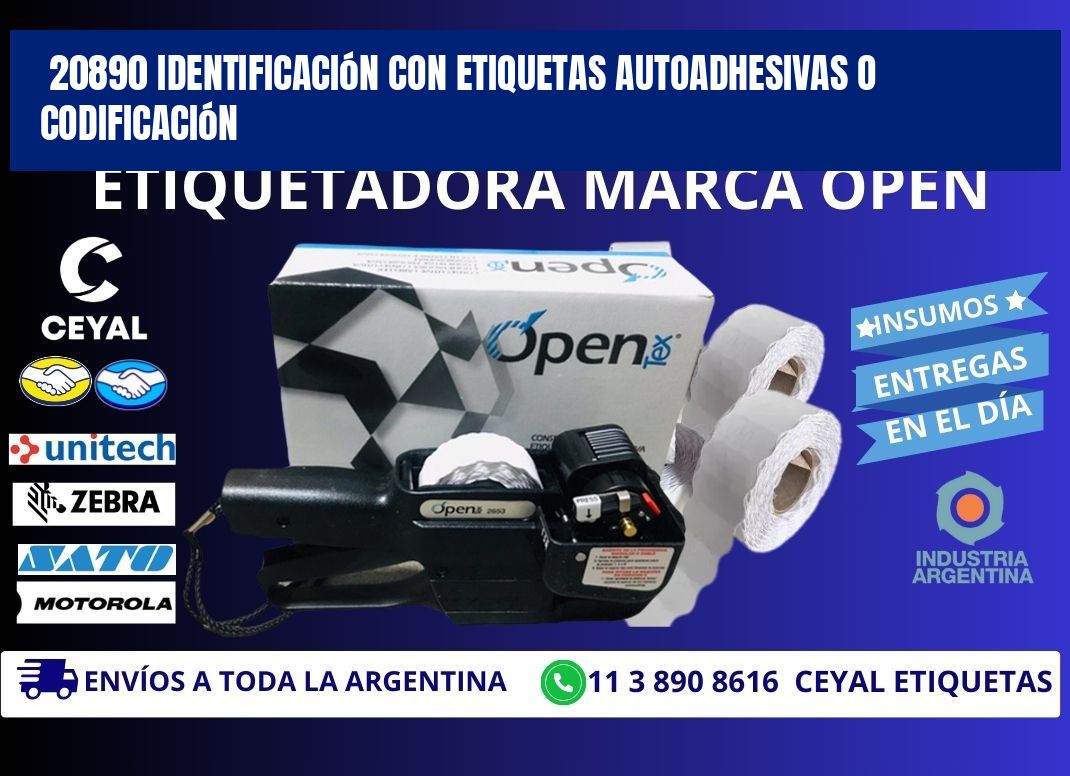 20890 identificación con etiquetas autoadhesivas o codificación