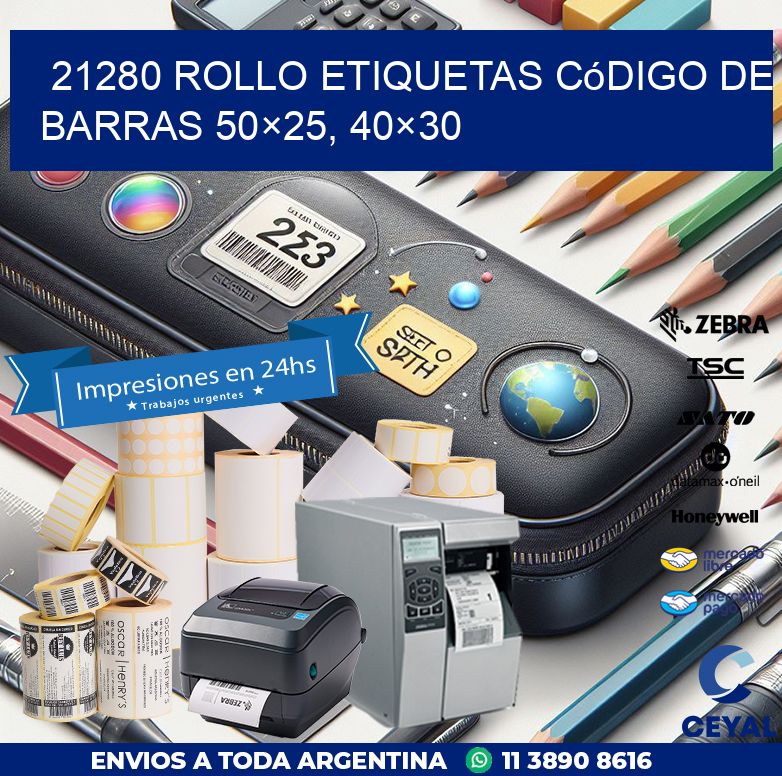 21280 rollo etiquetas código de barras 50×25, 40×30