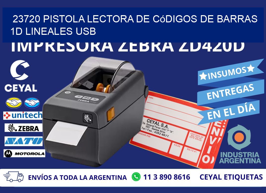 23720 Pistola Lectora De Códigos De Barras 1d Lineales Usb