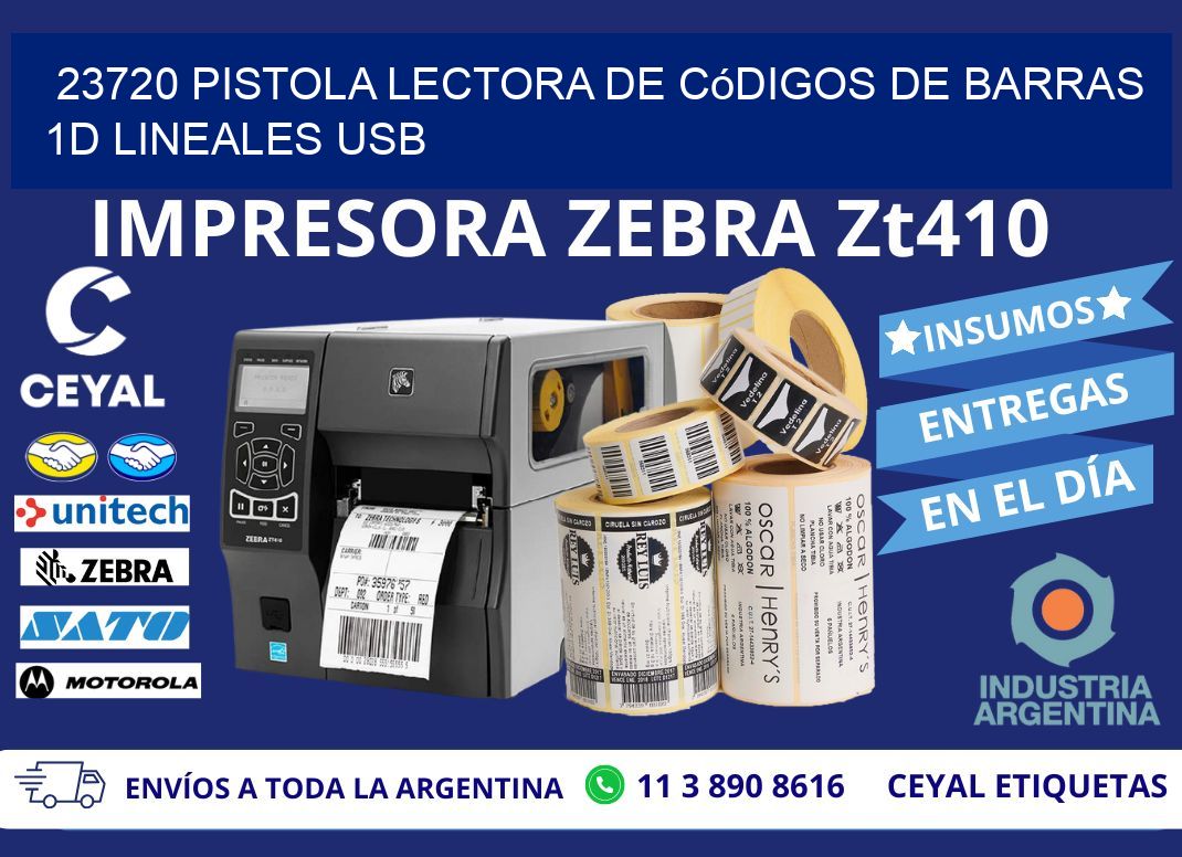23720 Pistola Lectora De Códigos De Barras 1d Lineales Usb