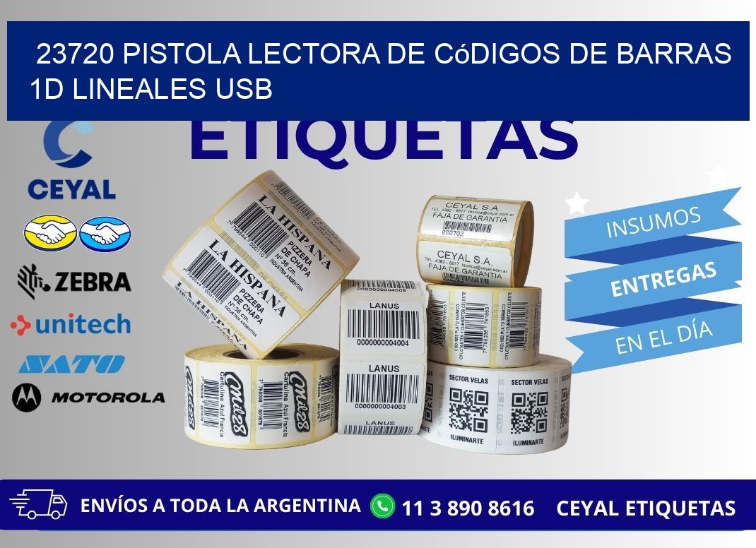 23720 Pistola Lectora De Códigos De Barras 1d Lineales Usb