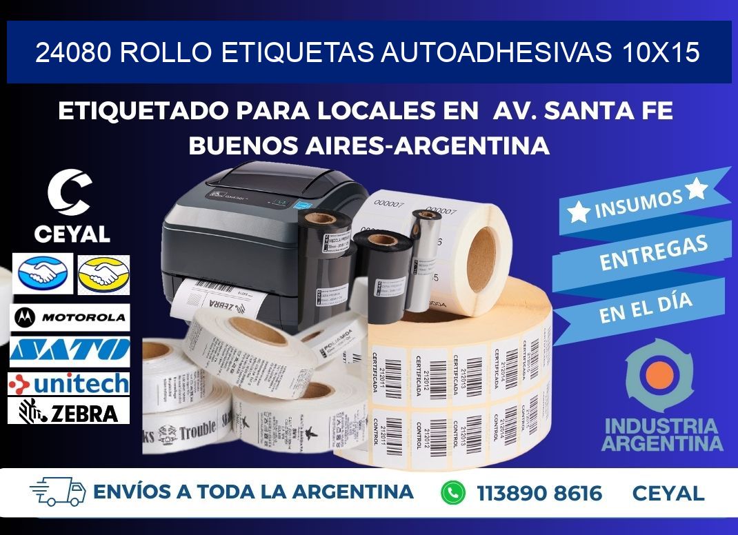 24080 Rollo Etiquetas autoadhesivas 10x15