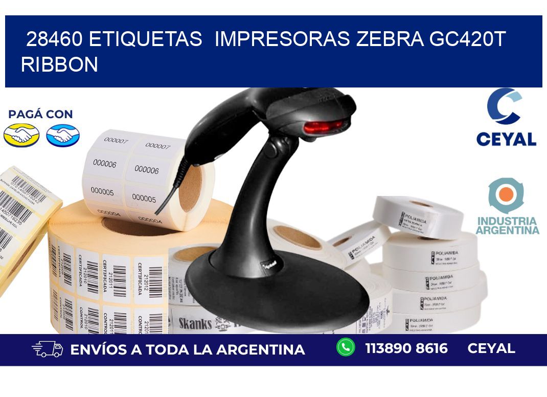 28460 etiquetas impresoras zebra gc420t ribbon