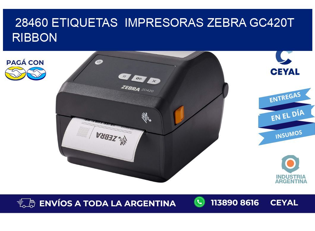 28460 etiquetas impresoras zebra gc420t ribbon