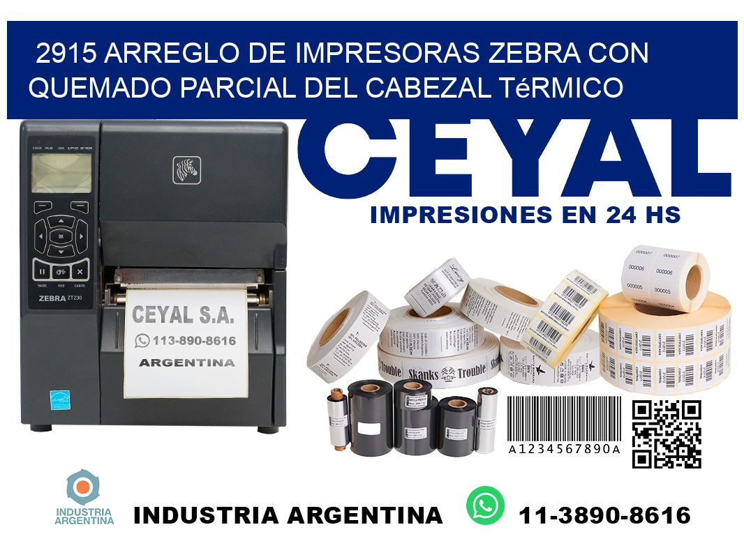 2915 arreglo de impresoras zebra con quemado parcial del cabezal térmico