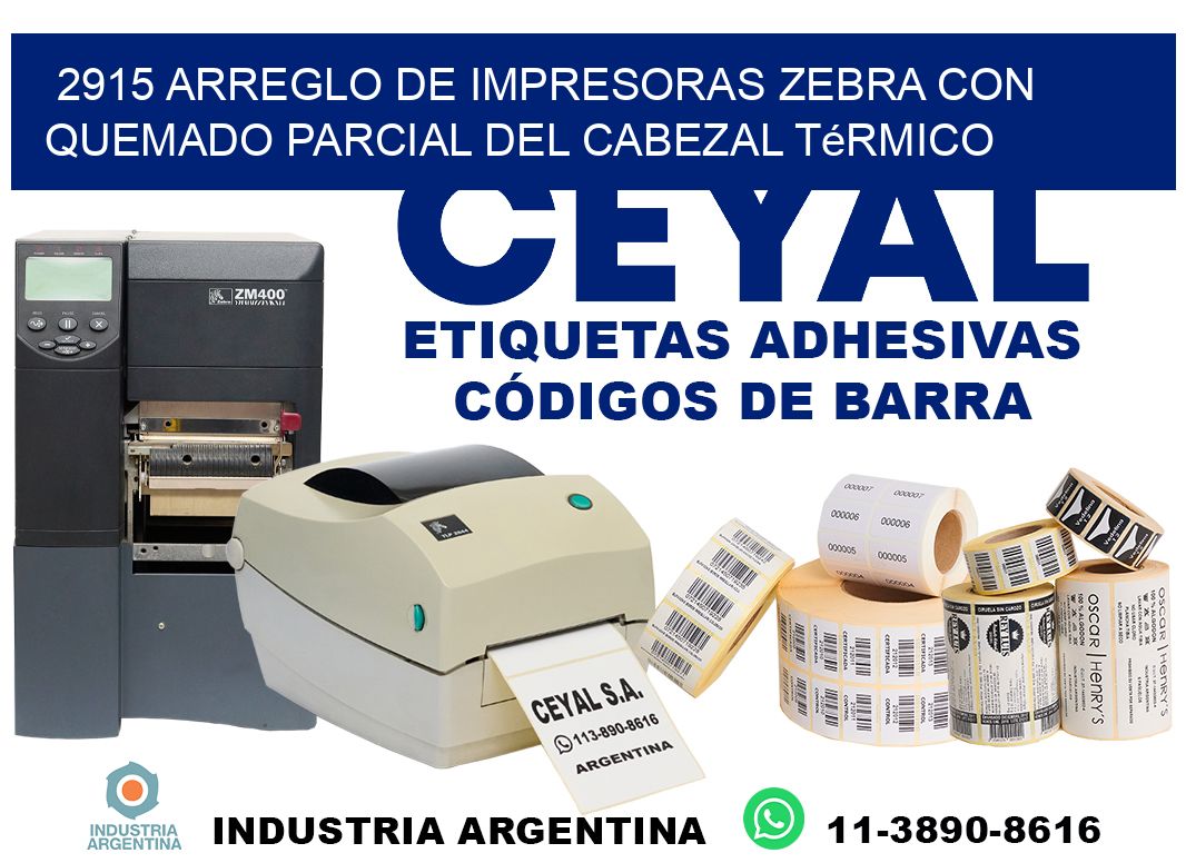2915 arreglo de impresoras zebra con quemado parcial del cabezal térmico
