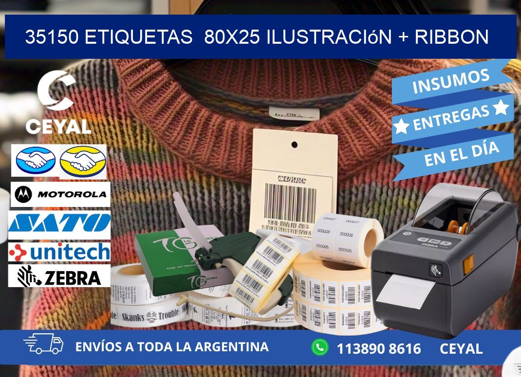 35150 etiquetas  80x25 ilustración + ribbon