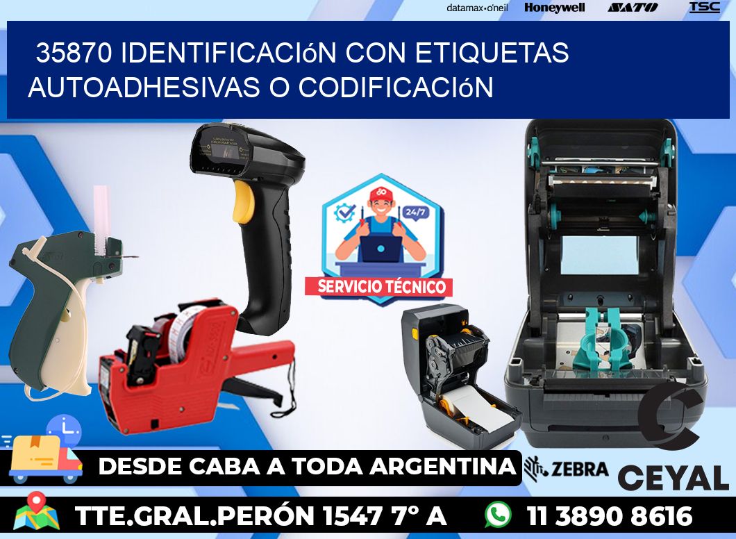 35870 identificación con etiquetas autoadhesivas o codificación