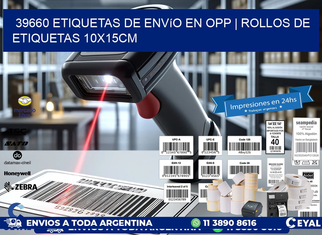 39660 Etiquetas de envío en opp | Rollos De Etiquetas 10x15CM