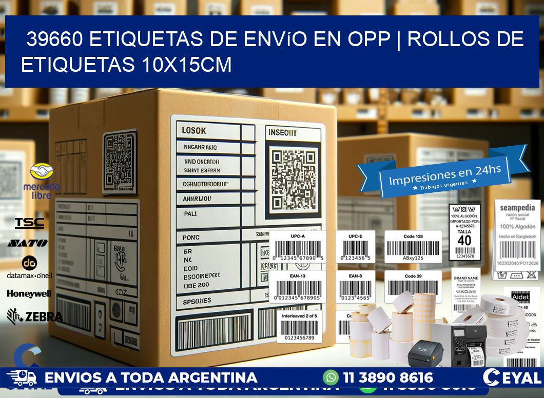39660 Etiquetas de envío en opp | Rollos De Etiquetas 10x15CM