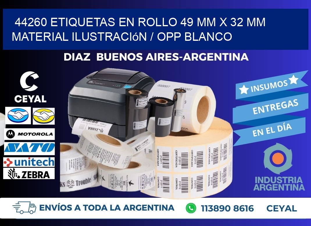 44260 Etiquetas en rollo 49 mm x 32 mm material Ilustración / OPP Blanco
