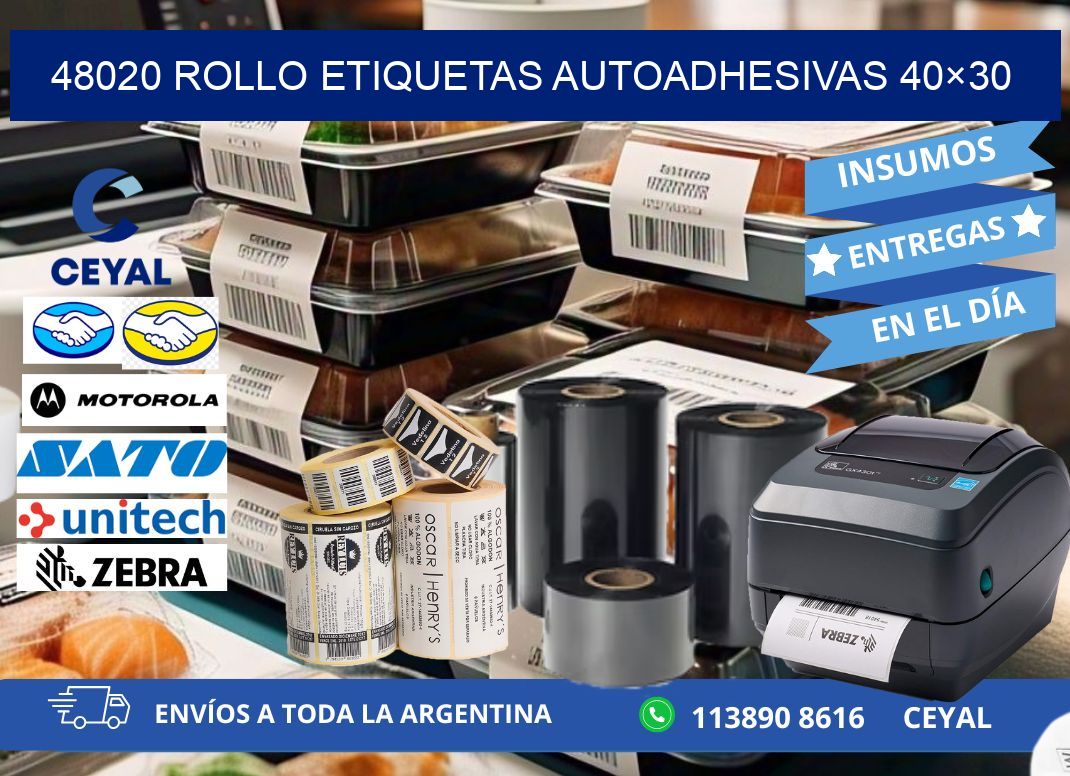 48020 Rollo Etiquetas autoadhesivas 40×30