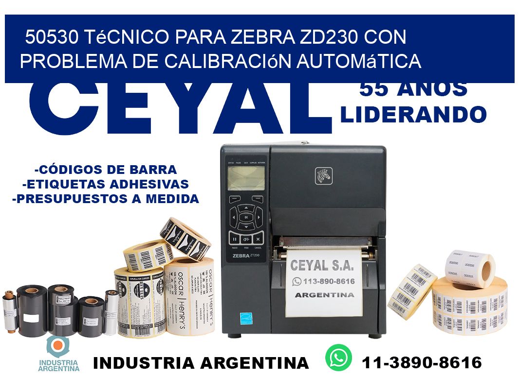 50530 técnico para zebra zd230 con problema de calibración automática
