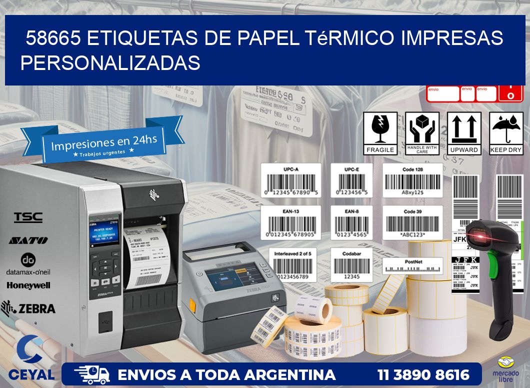 58665 Etiquetas de papel térmico impresas personalizadas