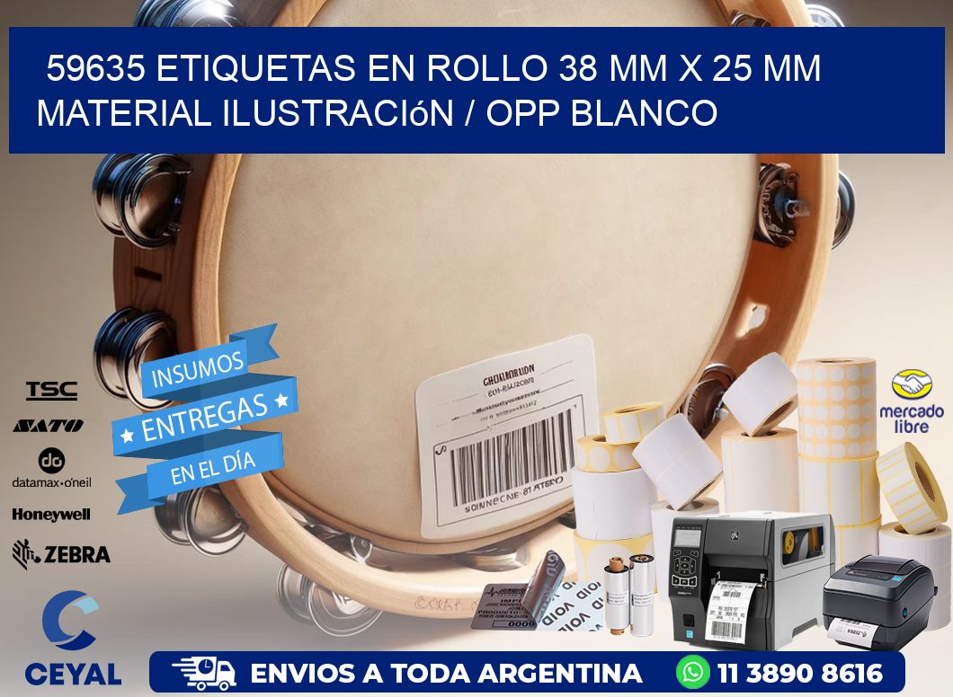 59635 Etiquetas en rollo 38 mm x 25 mm material Ilustración / OPP Blanco