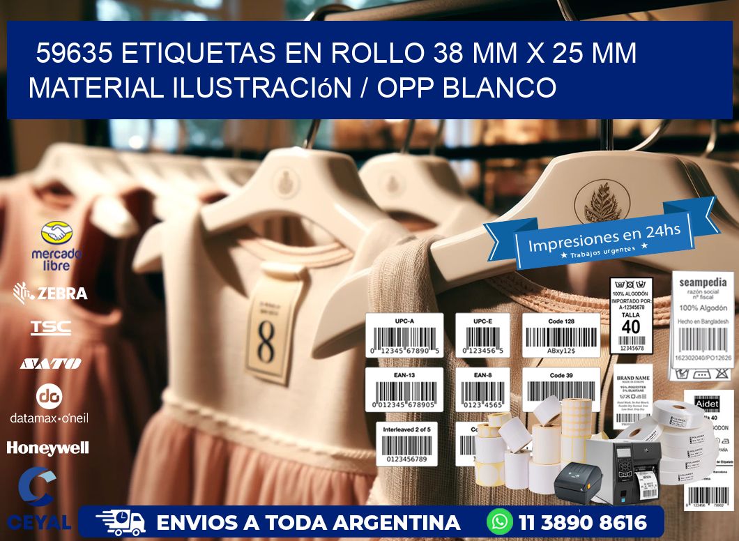 59635 Etiquetas en rollo 38 mm x 25 mm material Ilustración / OPP Blanco