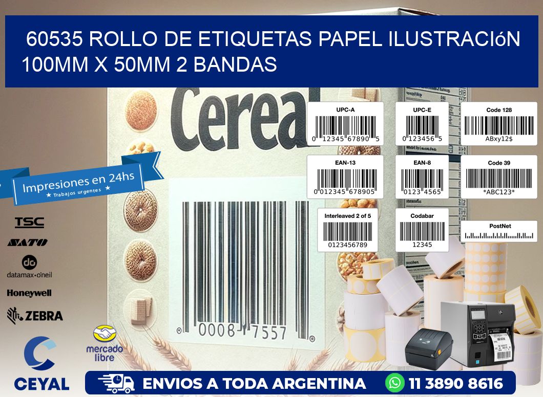 60535 Rollo de Etiquetas Papel Ilustración 100mm x 50mm 2 Bandas