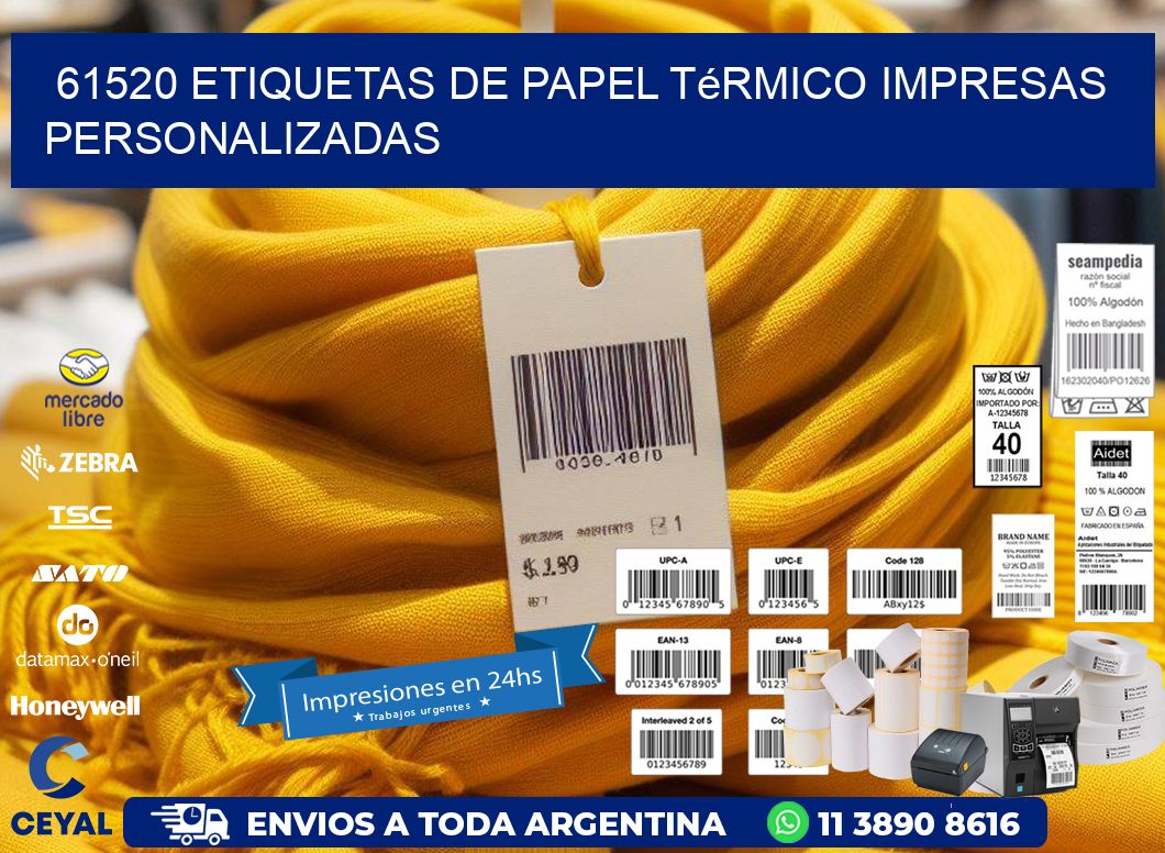 61520 Etiquetas de papel térmico impresas personalizadas