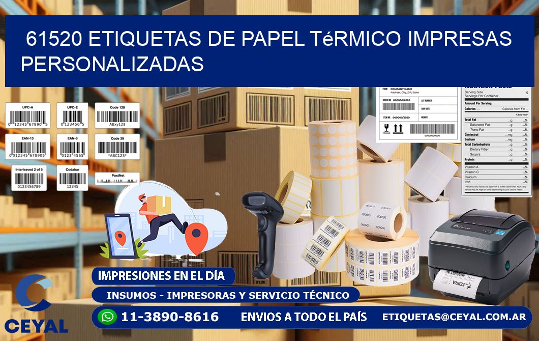 61520 Etiquetas de papel térmico impresas personalizadas