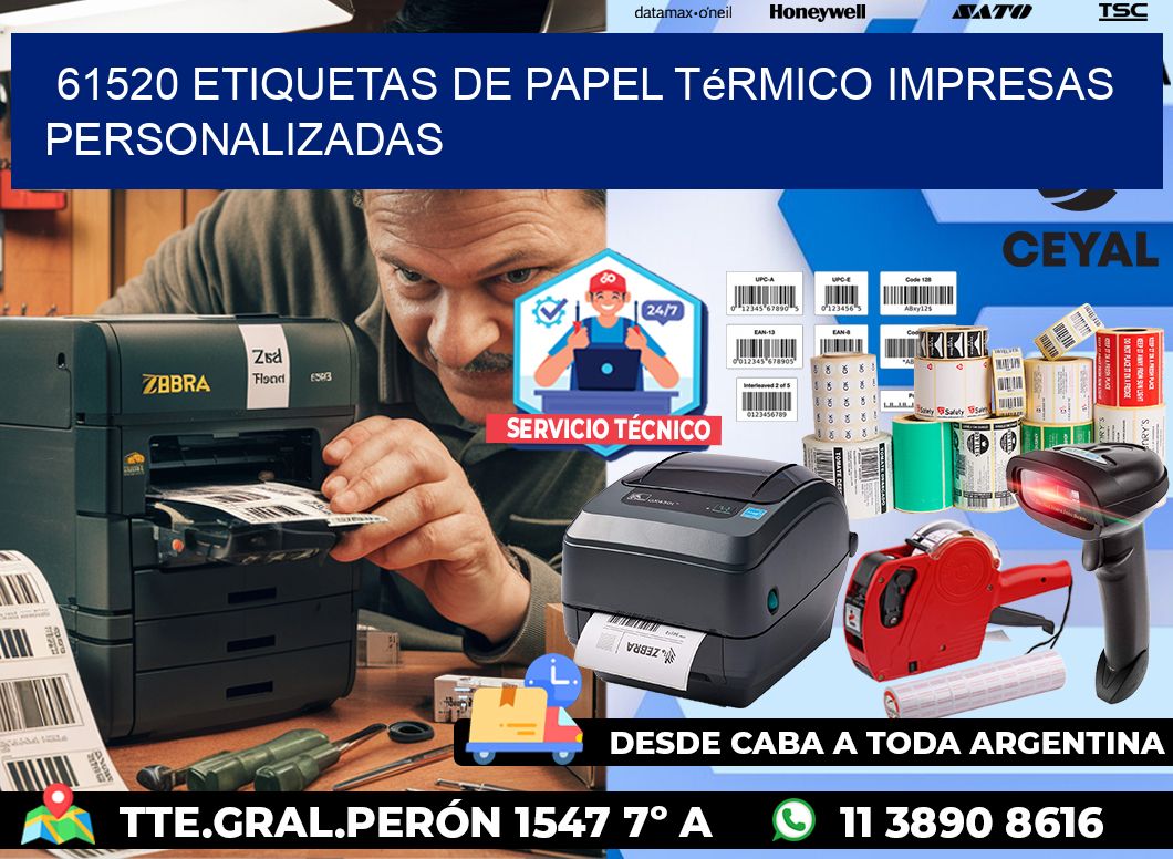 61520 Etiquetas de papel térmico impresas personalizadas