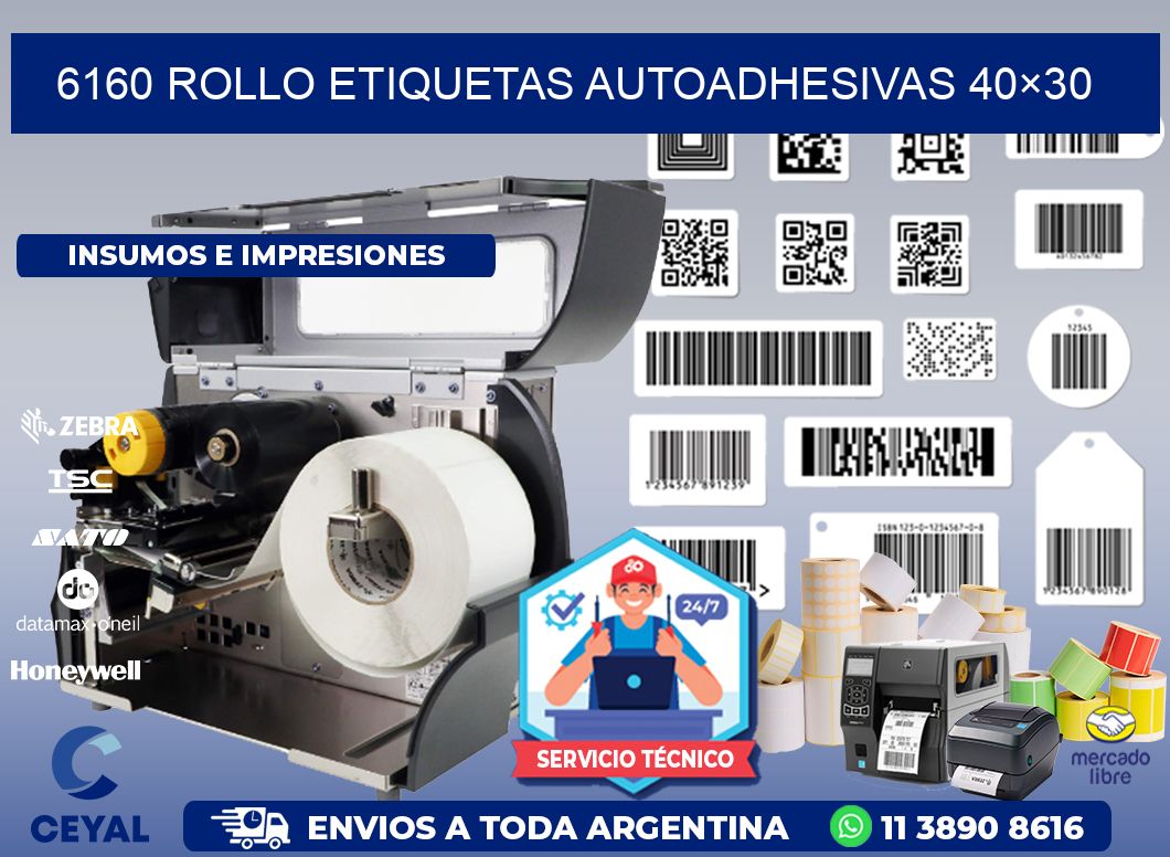 6160 Rollo Etiquetas autoadhesivas 40×30