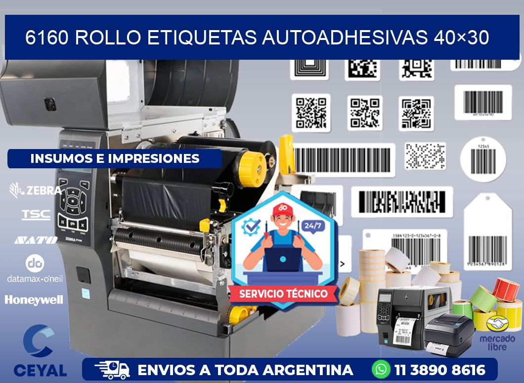 6160 Rollo Etiquetas autoadhesivas 40×30