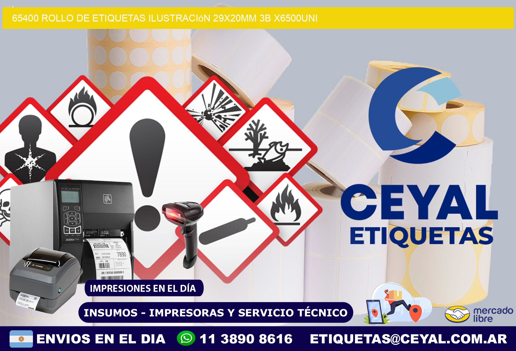 65400 Rollo De Etiquetas Ilustración 29x20mm 3b X6500uni