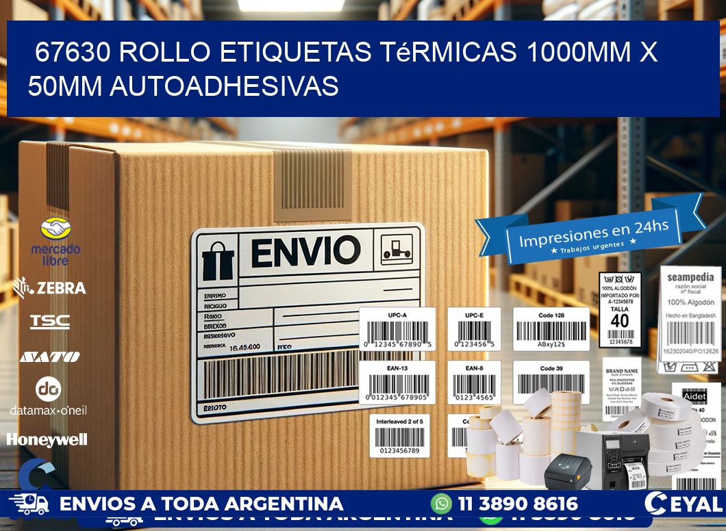 67630 Rollo Etiquetas Térmicas 1000mm X 50mm Autoadhesivas