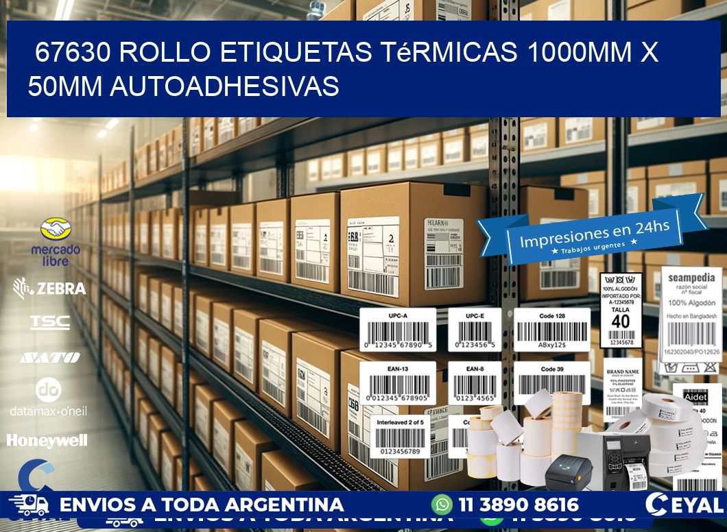 67630 Rollo Etiquetas Térmicas 1000mm X 50mm Autoadhesivas