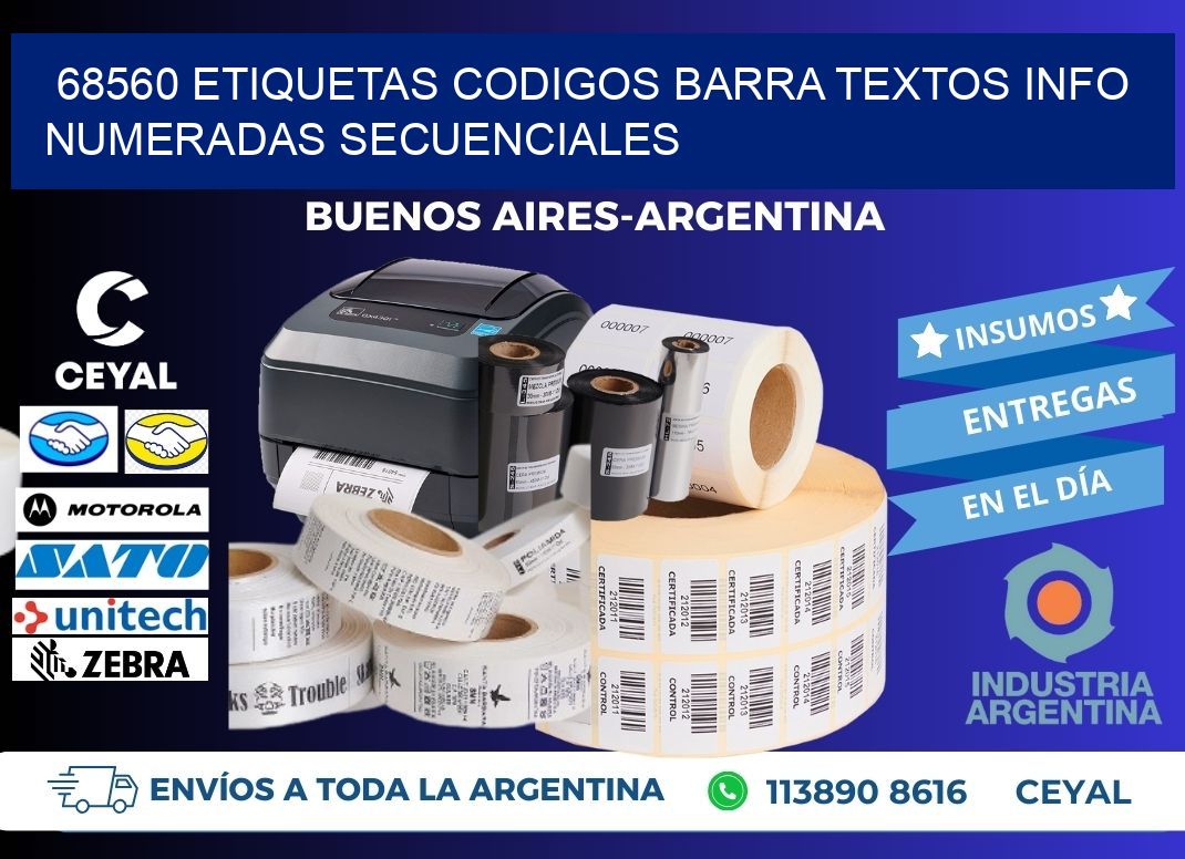 68560 Etiquetas Codigos Barra Textos Info Numeradas Secuenciales