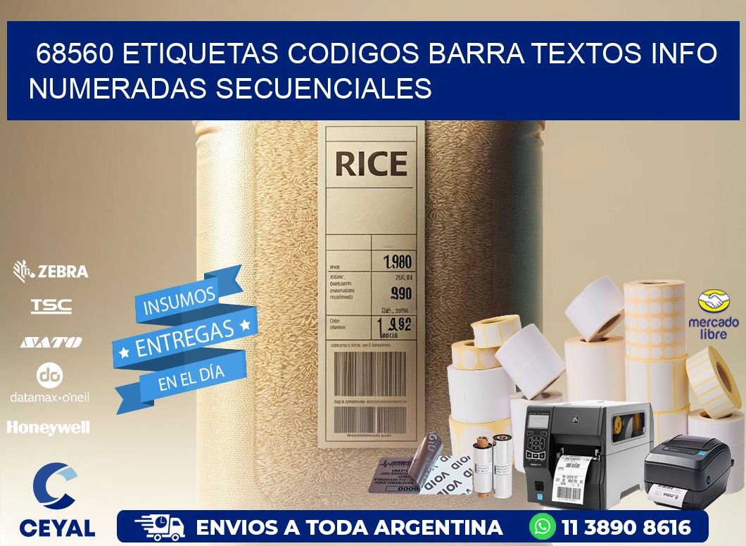68560 Etiquetas Codigos Barra Textos Info Numeradas Secuenciales