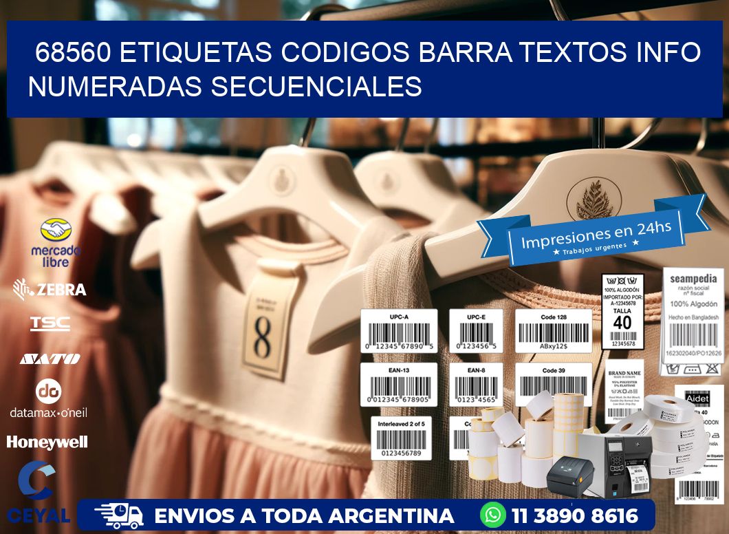 68560 Etiquetas Codigos Barra Textos Info Numeradas Secuenciales