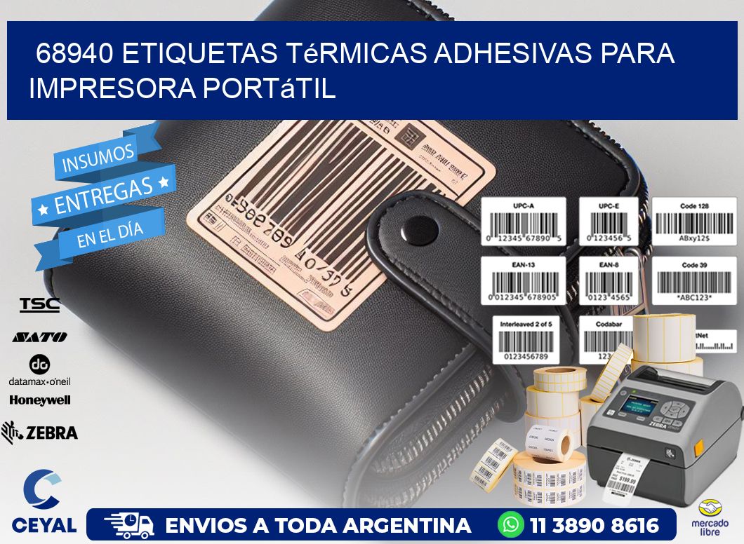 68940 etiquetas térmicas adhesivas para impresora portátil