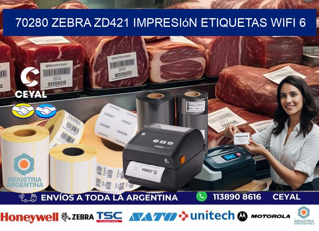 70280 Zebra ZD421 impresión etiquetas WiFi 6