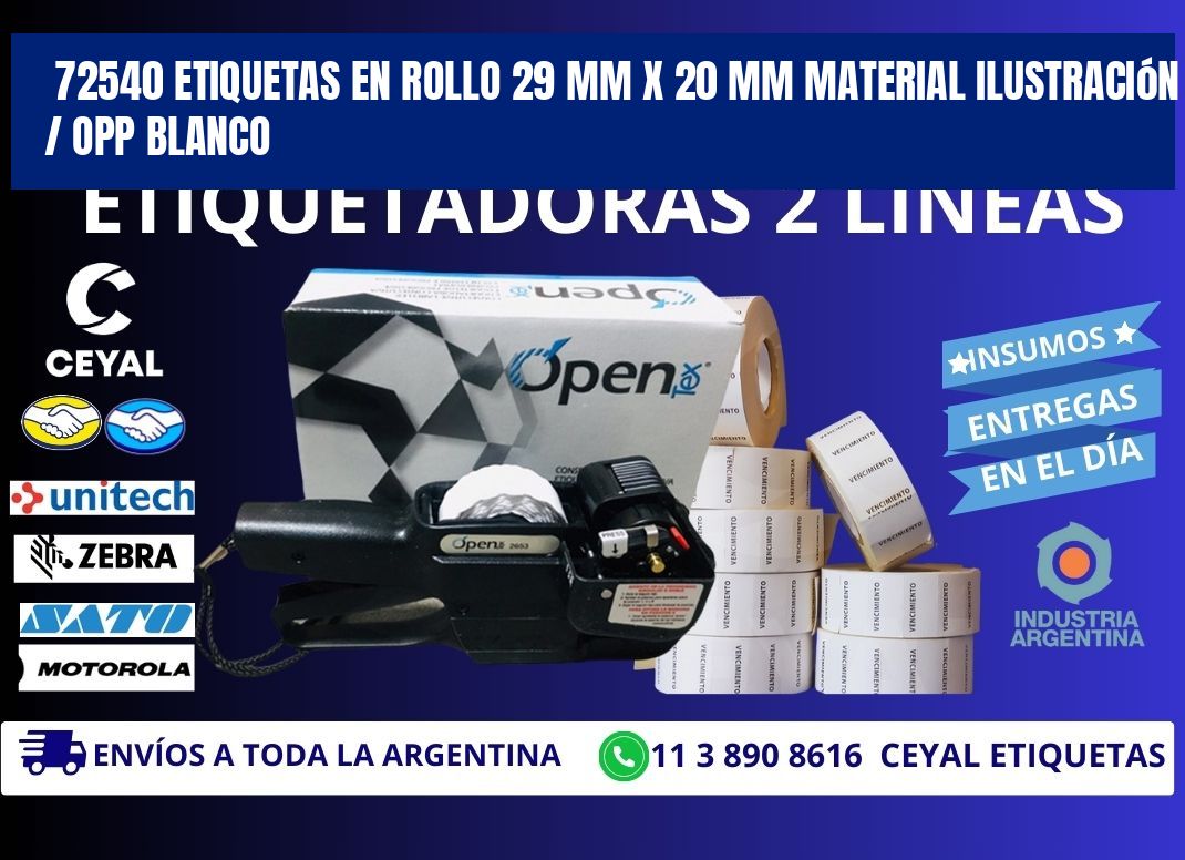 72540 Etiquetas en rollo 29 mm x 20 mm material Ilustración / OPP Blanco