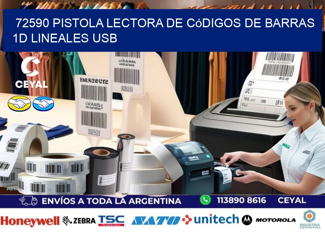 72590 Pistola Lectora De Códigos De Barras 1d Lineales Usb