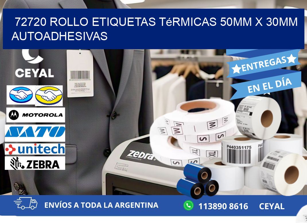 72720 Rollo Etiquetas Térmicas 50mm X 30mm Autoadhesivas