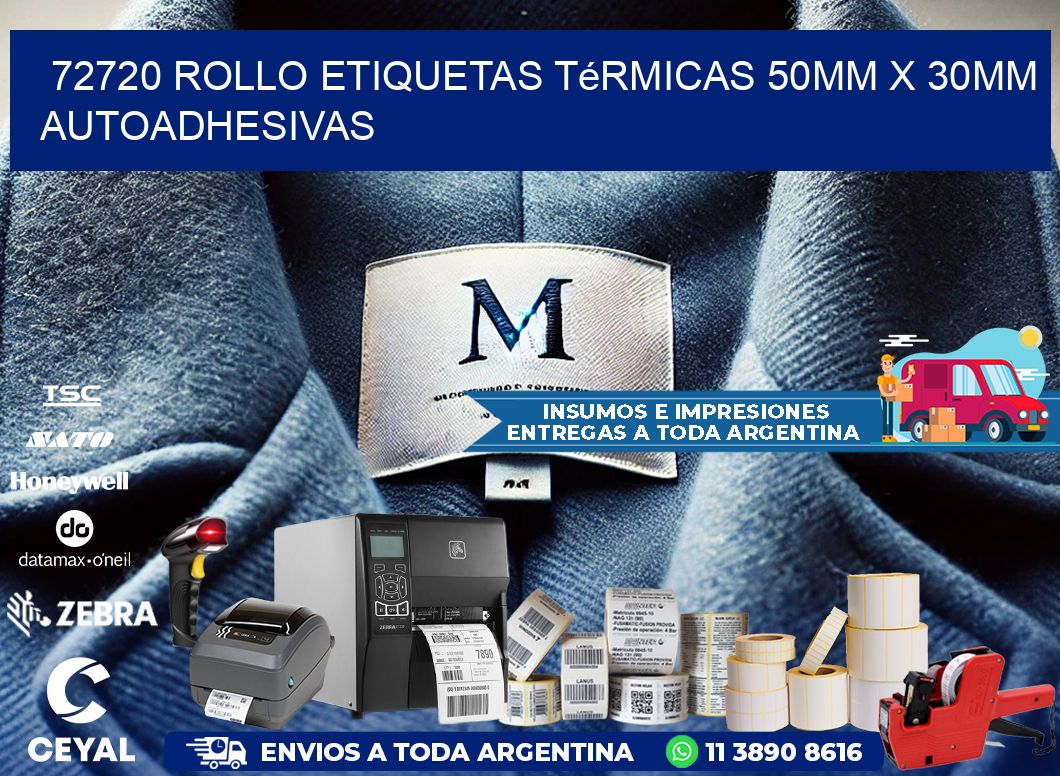 72720 Rollo Etiquetas Térmicas 50mm X 30mm Autoadhesivas