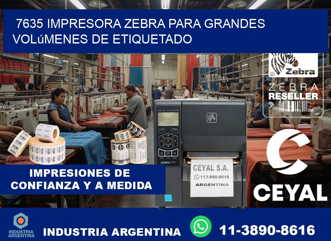 7635 impresora Zebra para grandes volúmenes de etiquetado