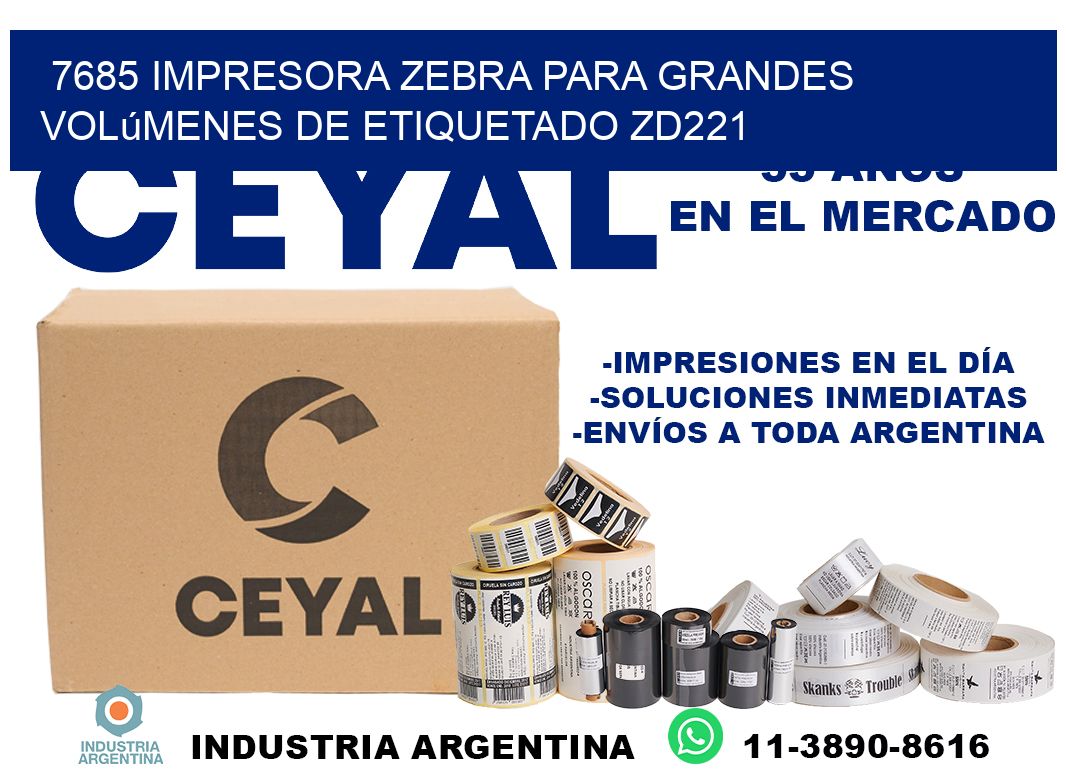 7685 impresora Zebra para grandes volúmenes de etiquetado ZD221