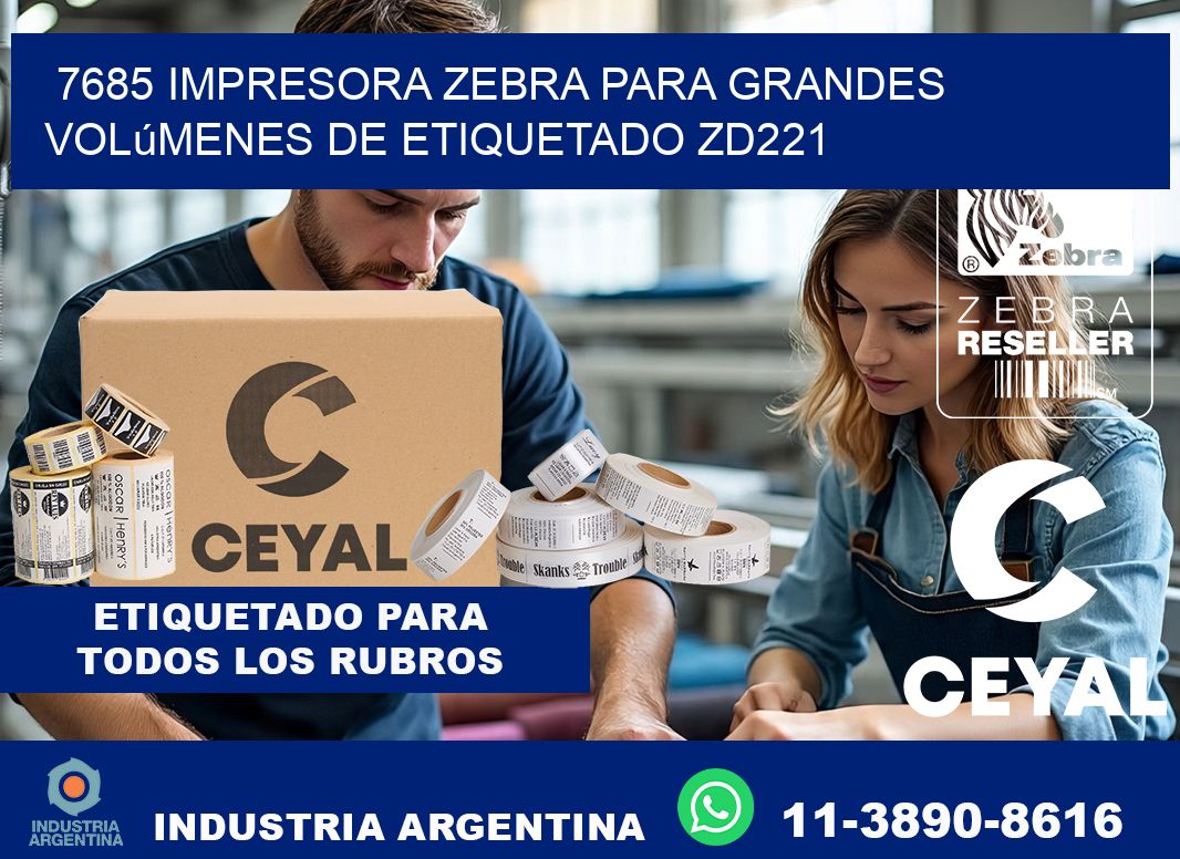 7685 impresora Zebra para grandes volúmenes de etiquetado ZD221