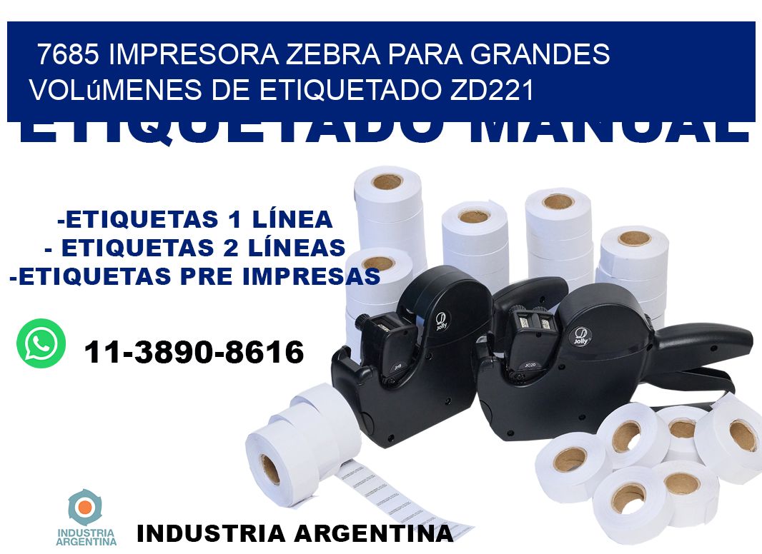 7685 impresora Zebra para grandes volúmenes de etiquetado ZD221