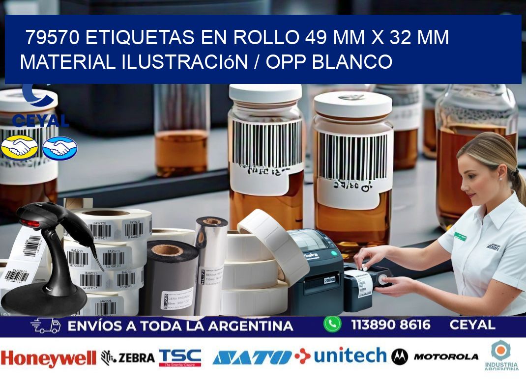 79570 Etiquetas en rollo 49 mm x 32 mm material Ilustración / OPP Blanco