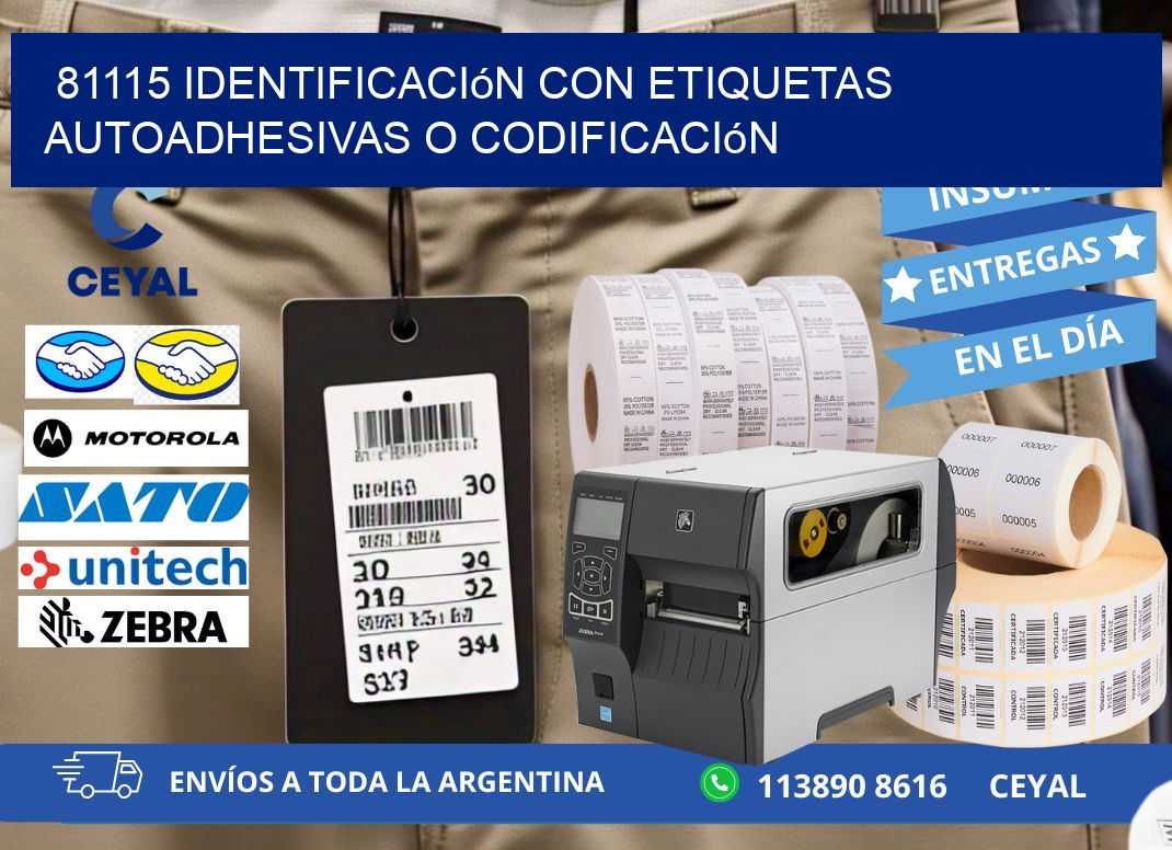 81115 identificación con etiquetas autoadhesivas o codificación