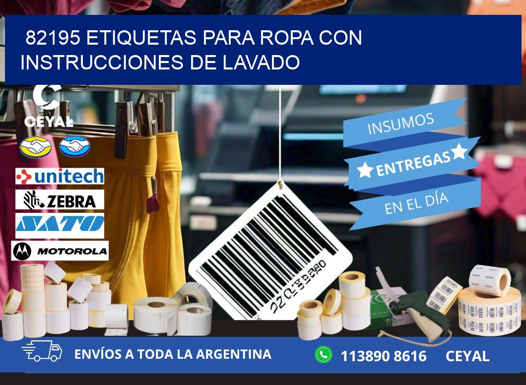 82195 etiquetas para ropa con instrucciones de lavado