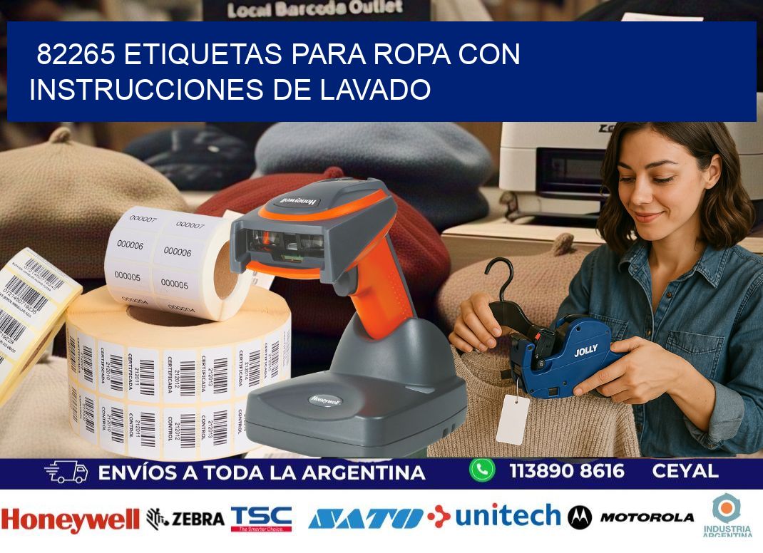 82265 etiquetas para ropa con instrucciones de lavado