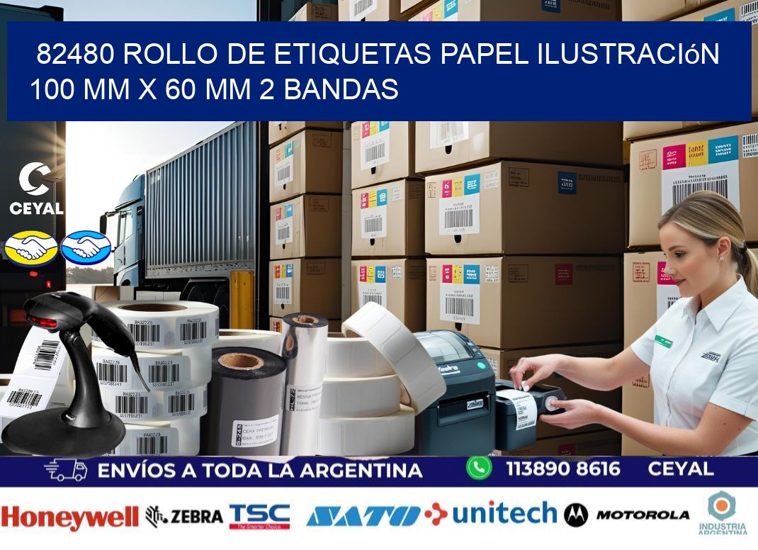 82480 Rollo de Etiquetas Papel Ilustración 100 mm x 60 mm 2 Bandas